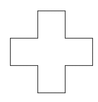 Figuren består av fem like kvadrater som til sammen danner et plusstegn